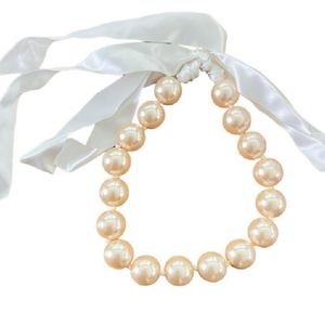 Pearl Choker Necklace Ribbon Tie Closure Large Pearls Gift Bridesmaid Bride Prom